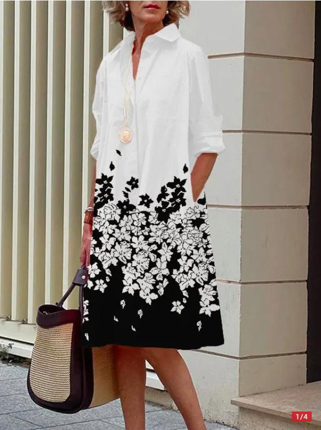 Liane™ | Elegant Floral Shirt Dress